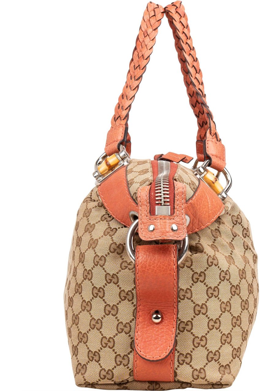 Gucci Gucci GG Monogram Bamboo Shoulder Bag Bruin