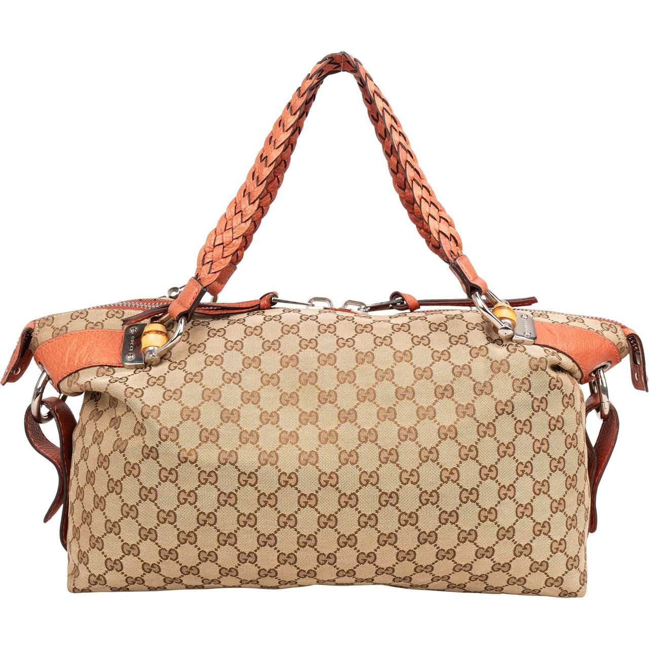 Gucci Gucci GG Monogram Bamboo Shoulder Bag Bruin
