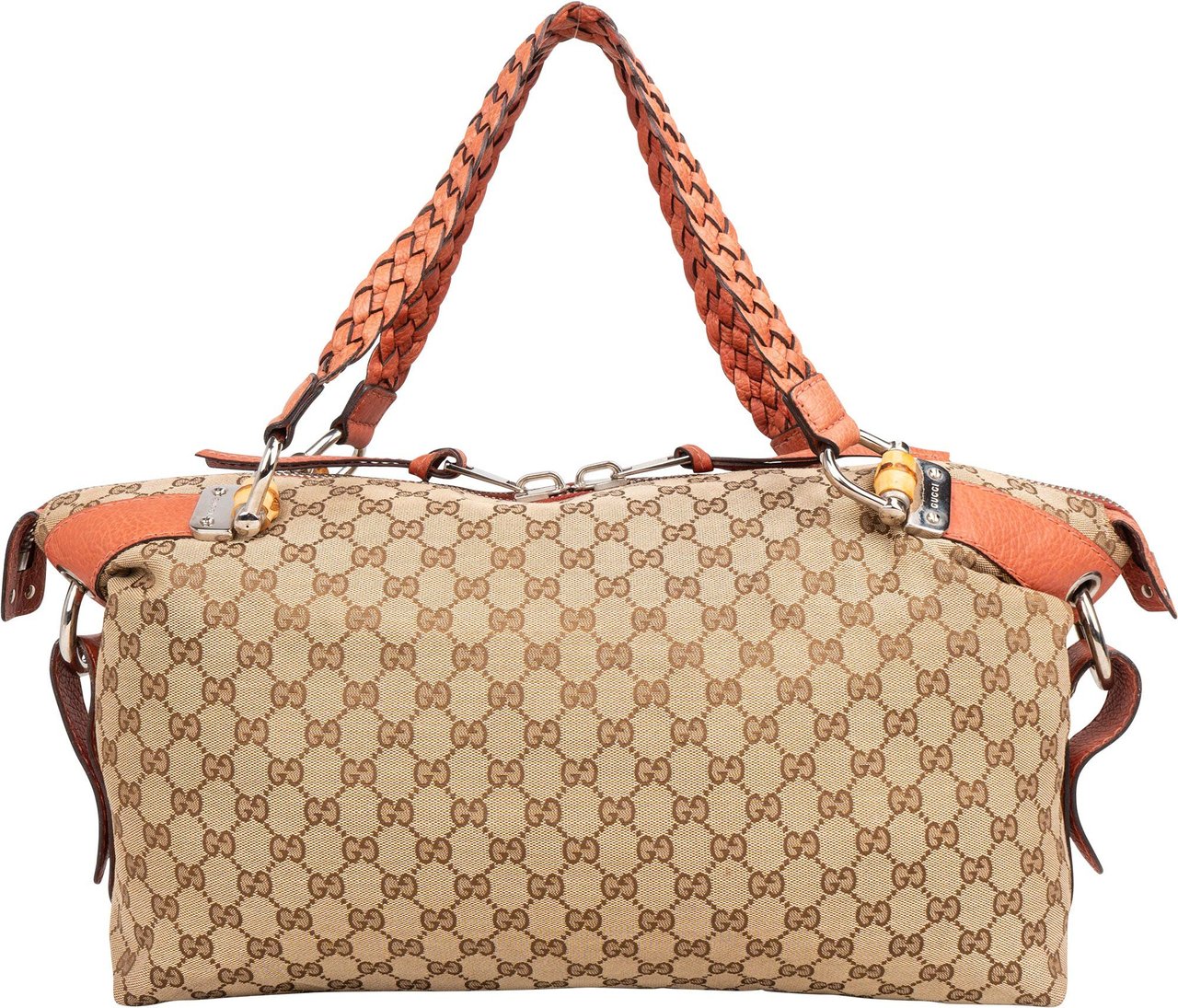 Gucci Gucci GG Monogram Bamboo Shoulder Bag Bruin