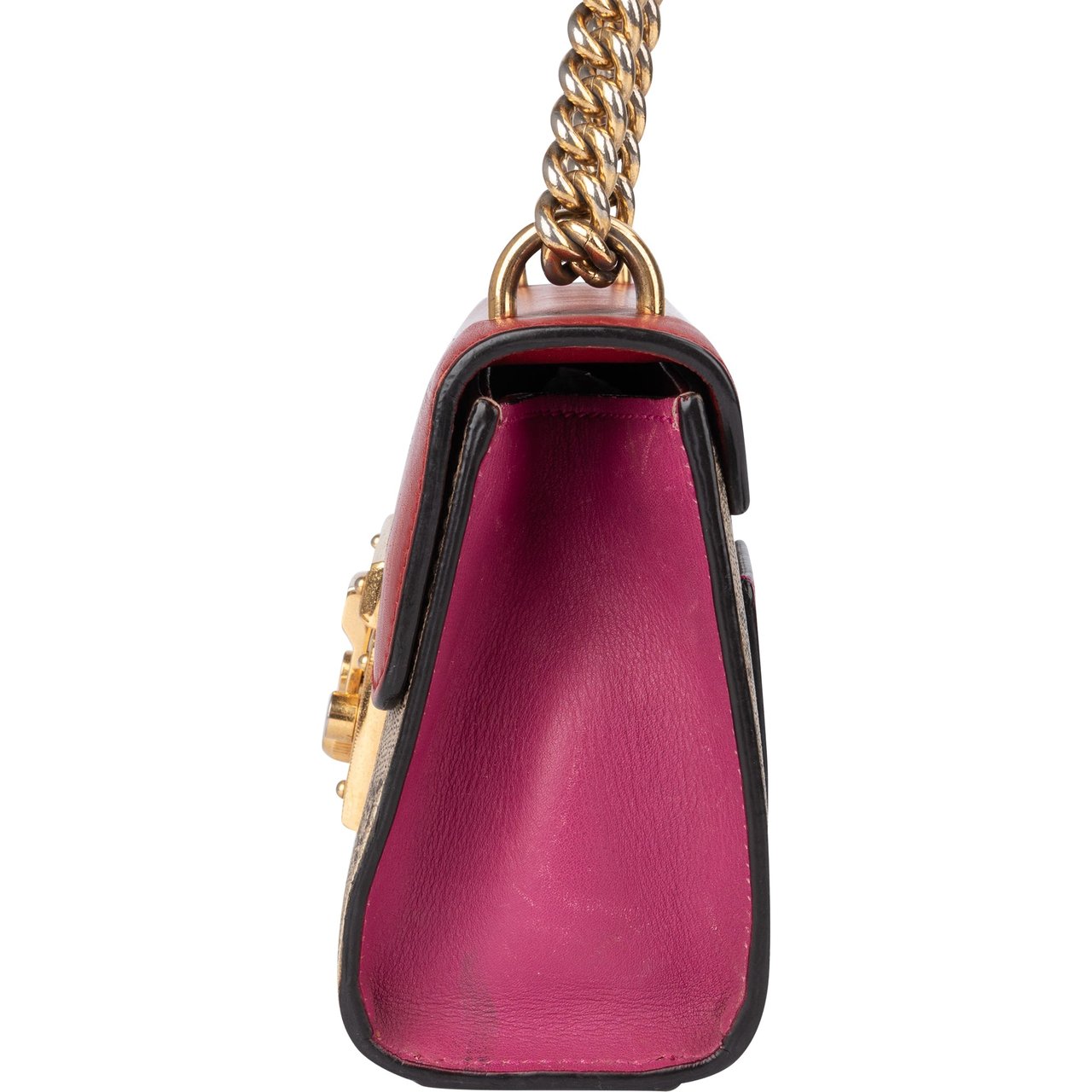 Gucci Gucci Canvas Monogram Padlock Crossbody Bag Rood