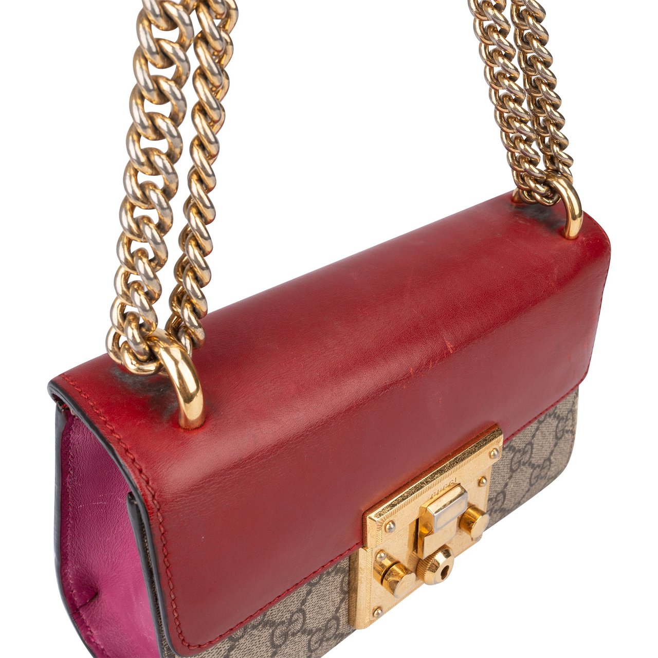 Gucci Gucci Canvas Monogram Padlock Crossbody Bag Rood