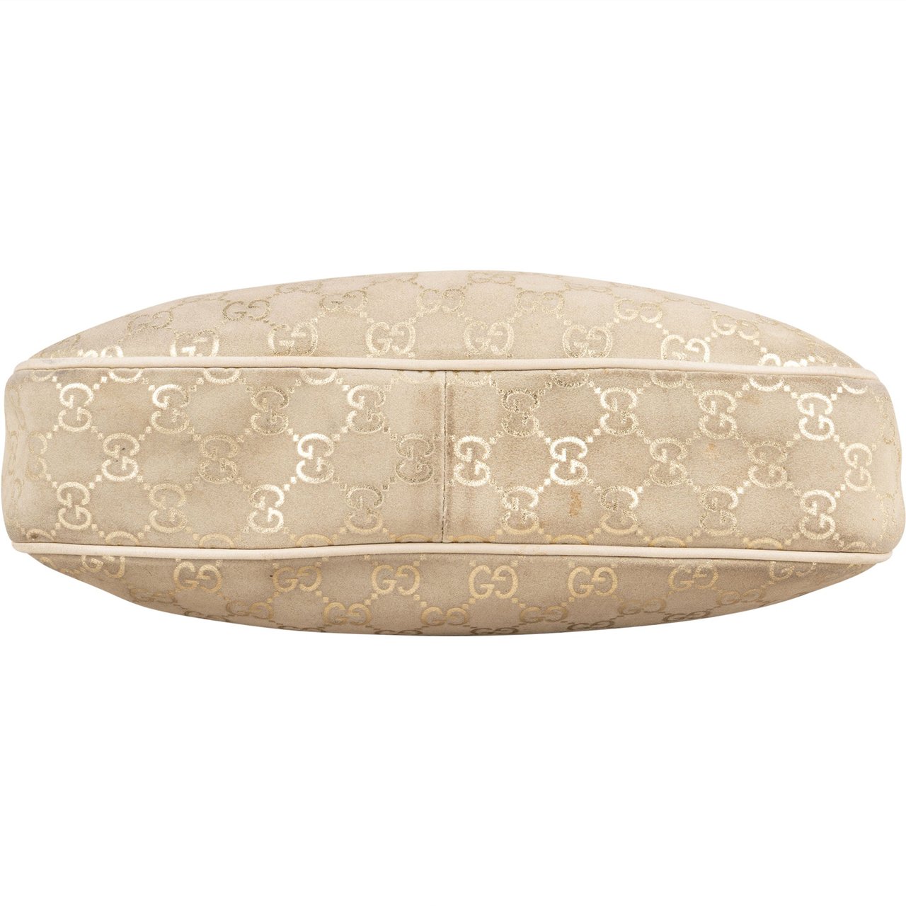 Gucci Gucci Gold Tone Suede GG Monogram Hobo Bag Goud