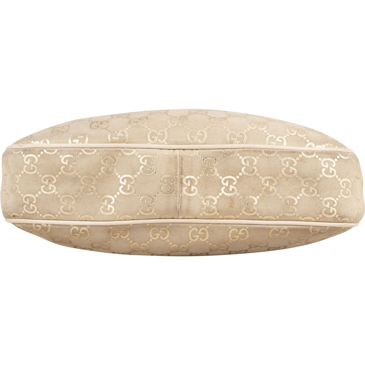 Gucci Gucci Gold Tone Suede GG Monogram Hobo Bag Goud