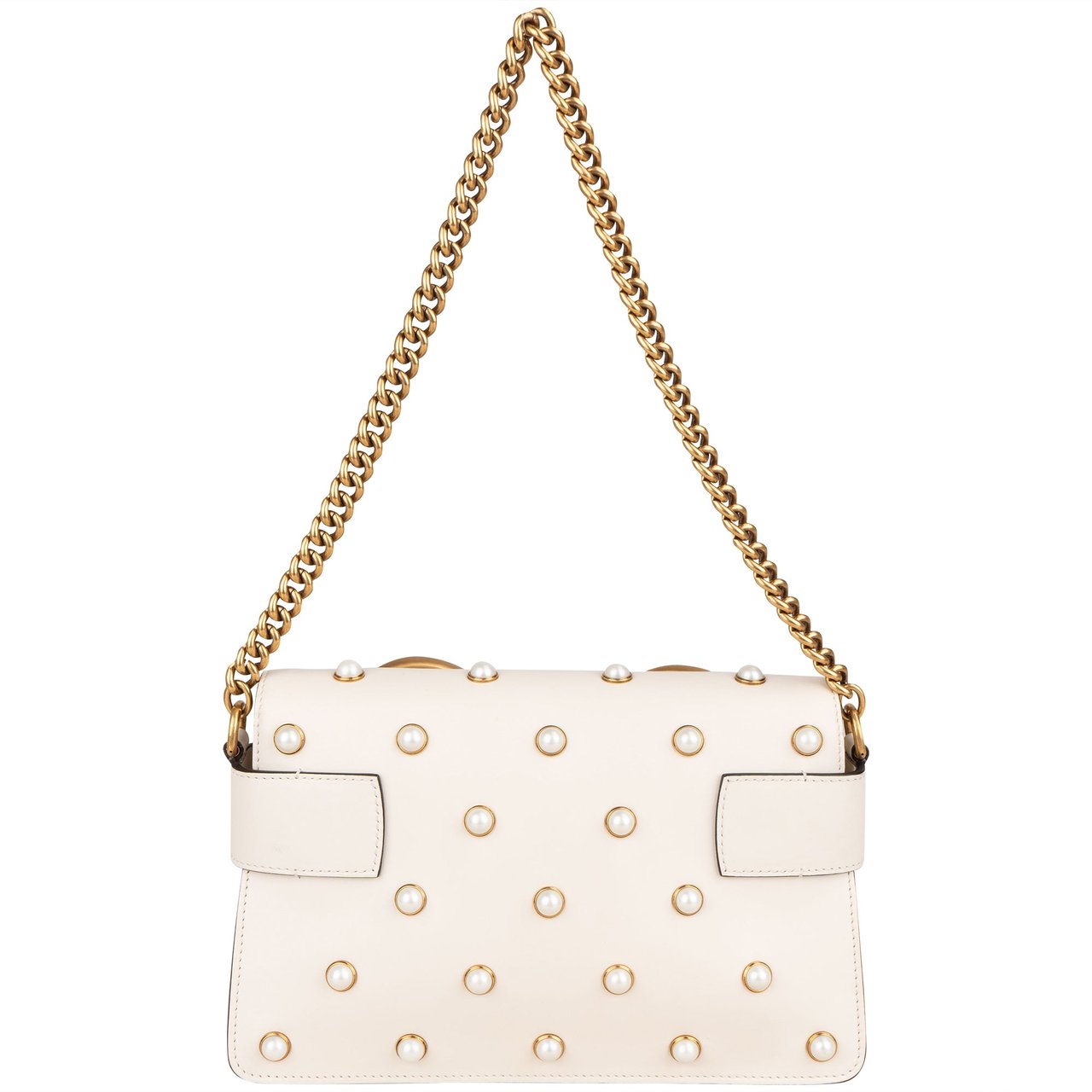 Gucci Gucci White Leather Queen Margaret Bee Shoulder Bag Wit