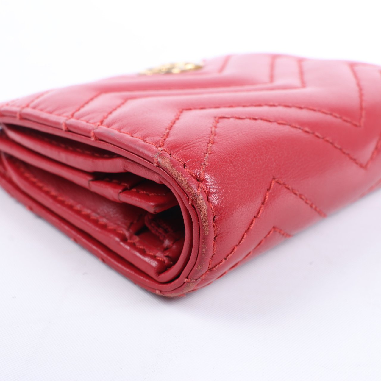 Gucci Gucci GG Marmont 466492 Leather Compact Wallet Red Rood