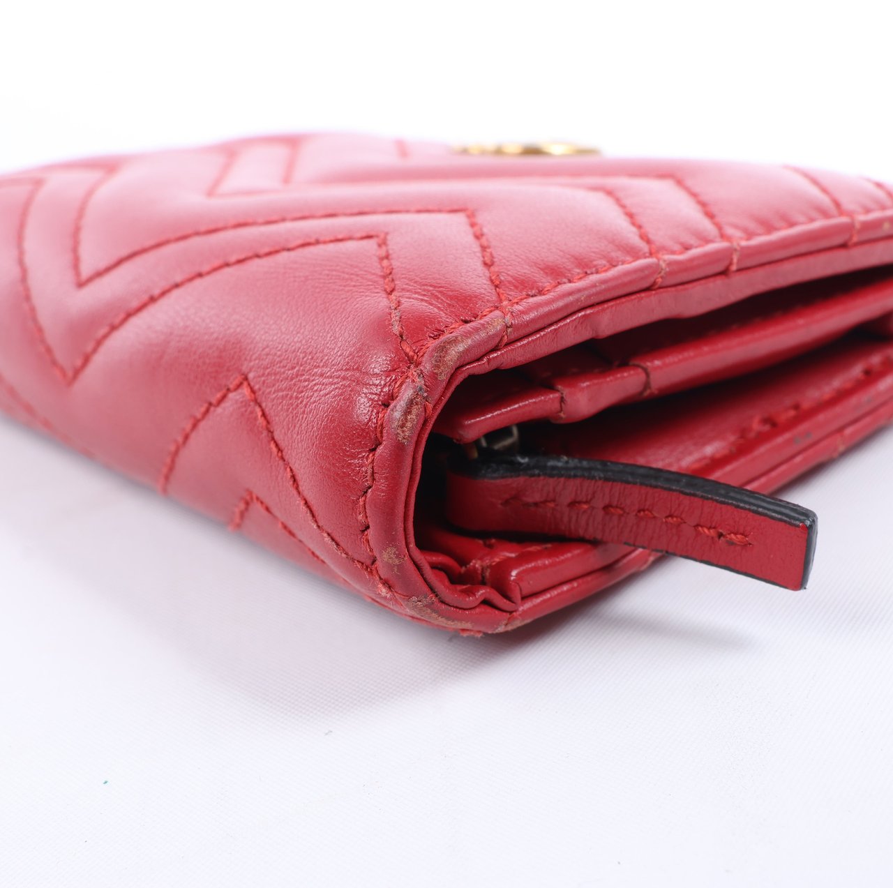 Gucci Gucci GG Marmont 466492 Leather Compact Wallet Red Rood