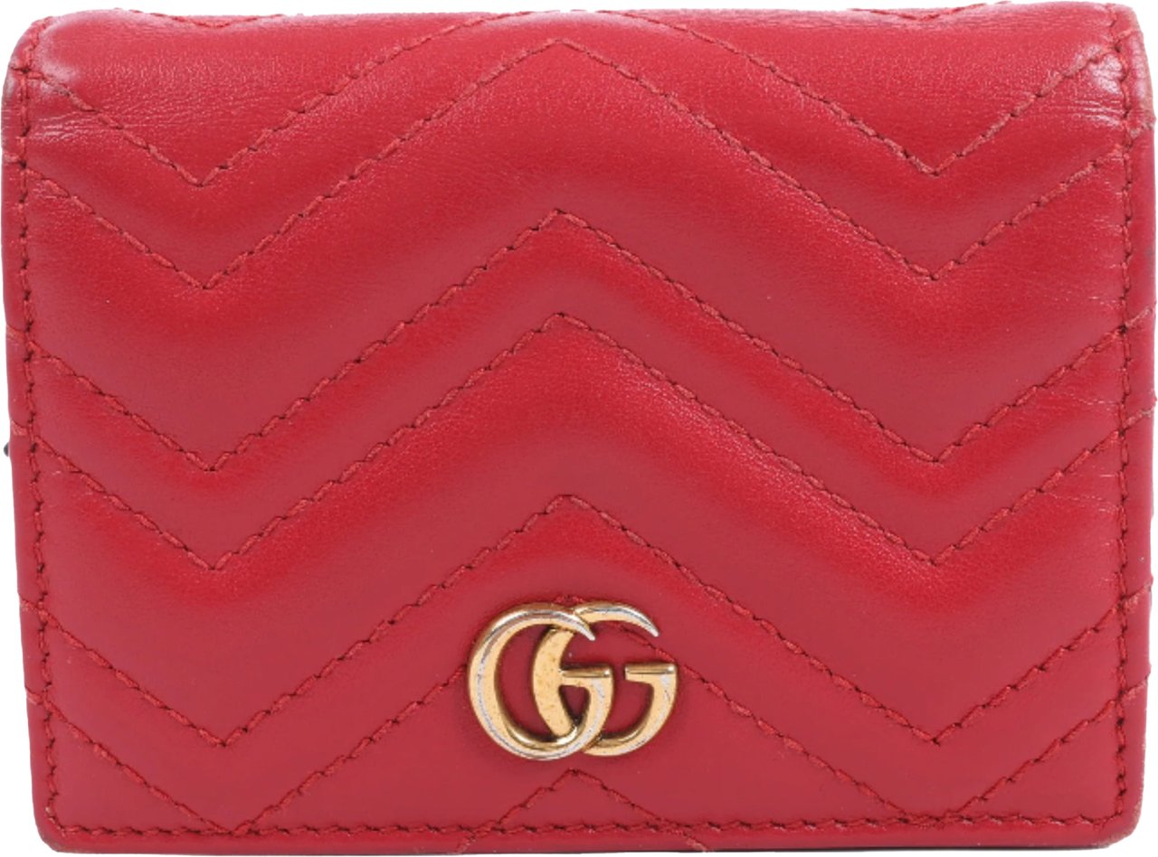 Gucci Gucci GG Marmont 466492 Leather Compact Wallet Red Rood