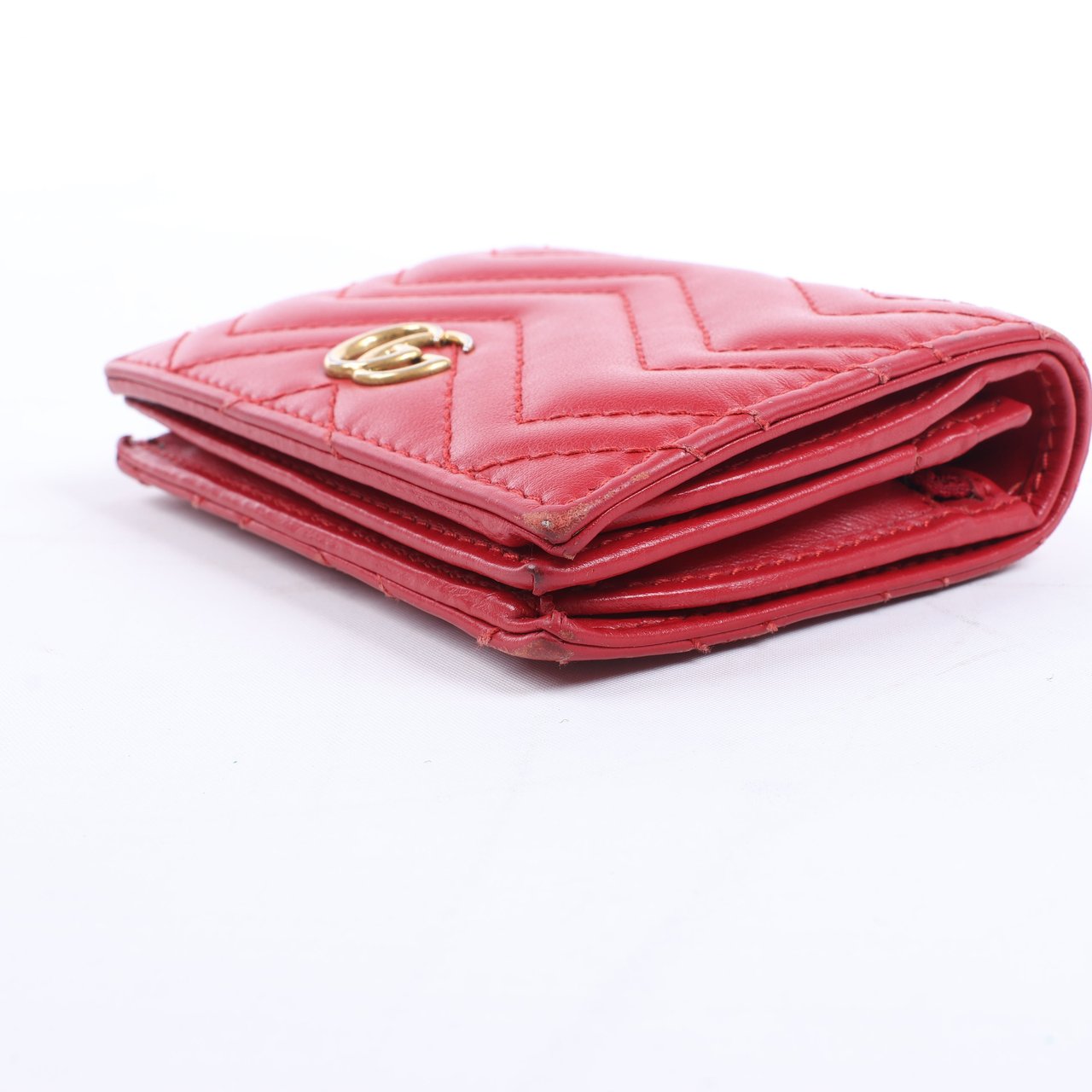 Gucci Gucci GG Marmont 466492 Leather Compact Wallet Red Rood