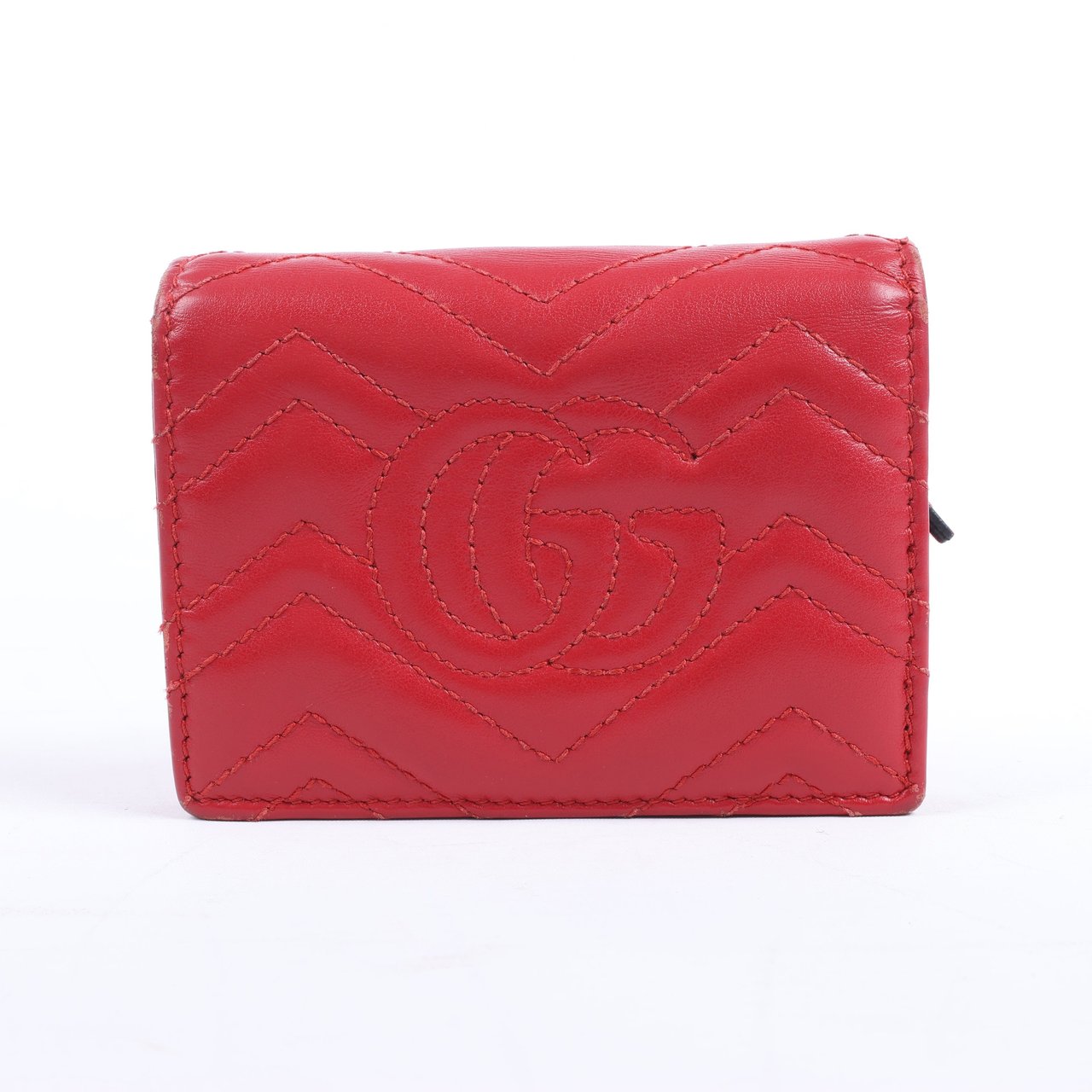 Gucci Gucci GG Marmont 466492 Leather Compact Wallet Red Rood