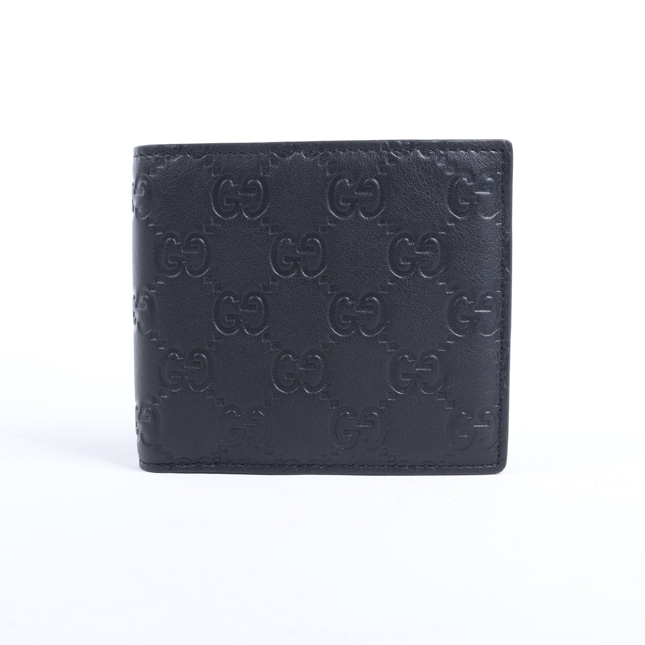 Gucci Gucci Guccissima 212185 Leather Compact Wallet in Black Zwart