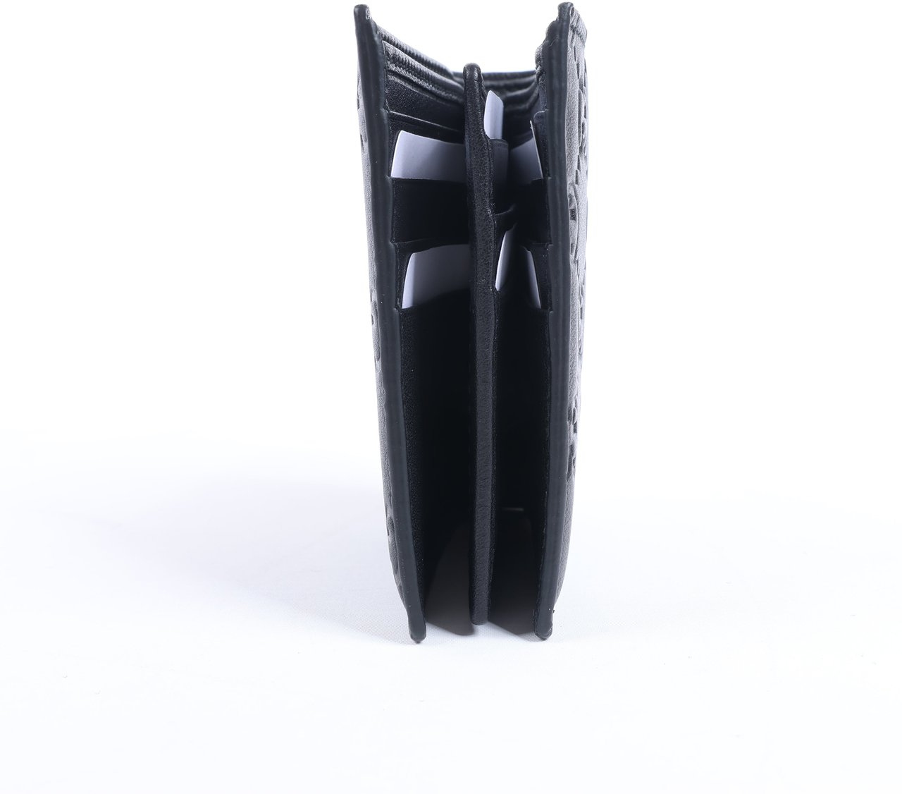 Gucci Gucci Guccissima 212185 Leather Compact Wallet in Black Zwart