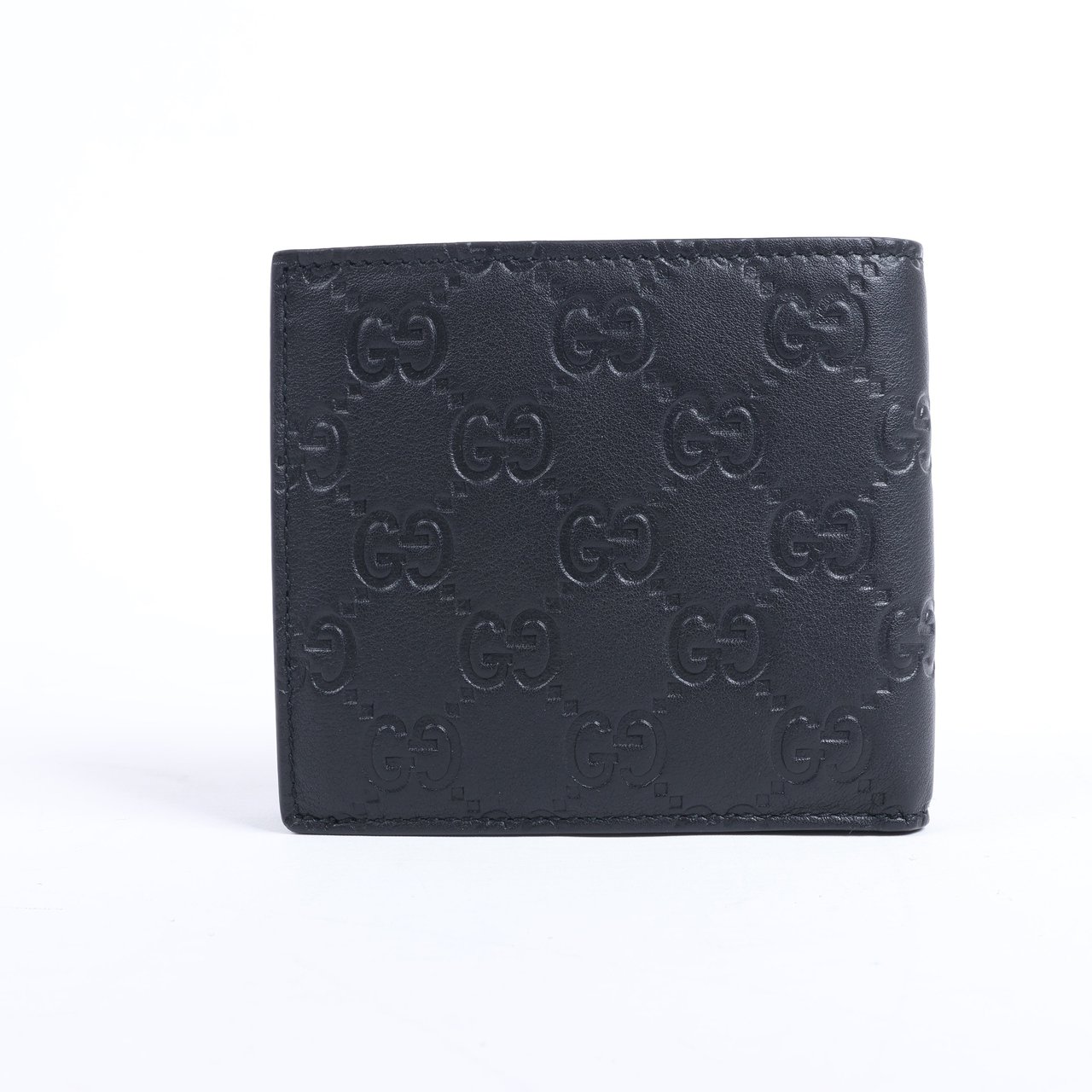 Gucci Gucci Guccissima 212185 Leather Compact Wallet in Black Zwart