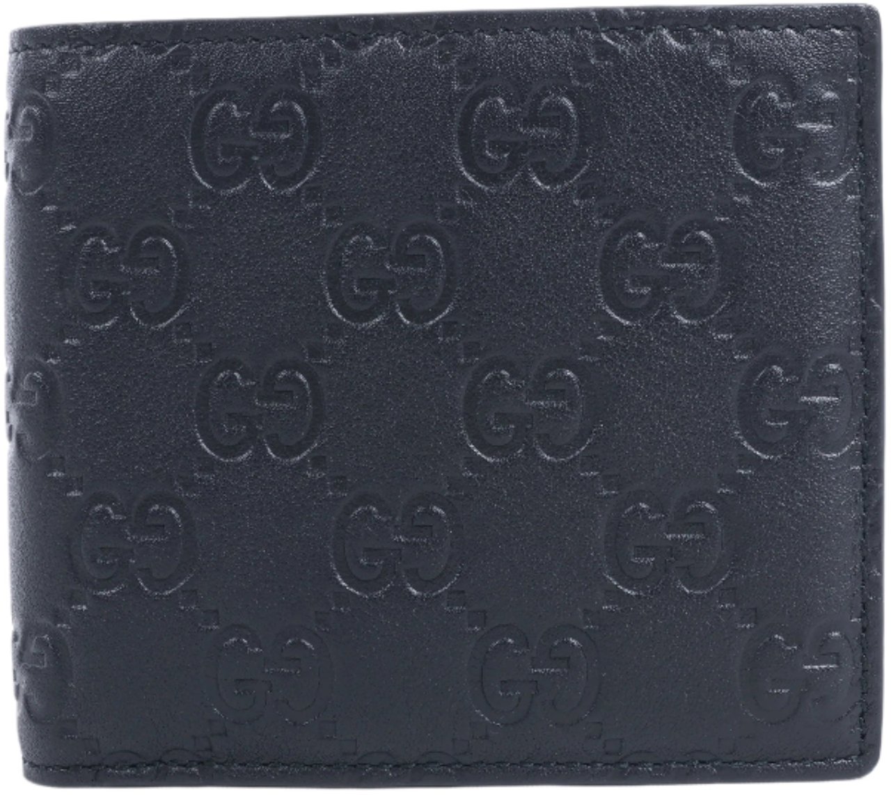 Gucci Gucci Guccissima 212185 Leather Compact Wallet in Black Zwart