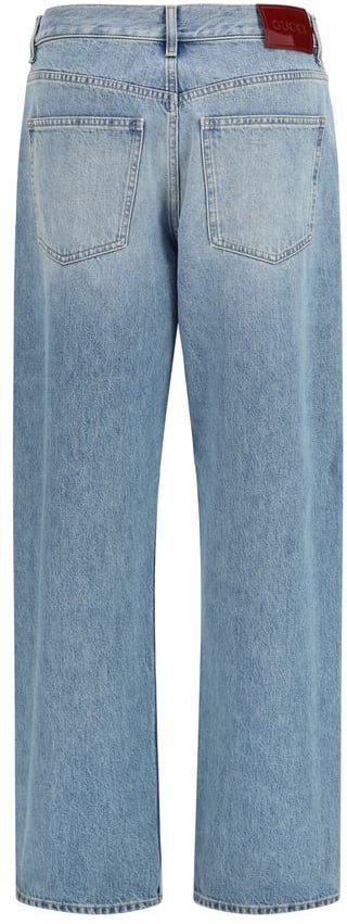 Gucci Gucci Blue Cotton Straight-Leg Jeans Blauw