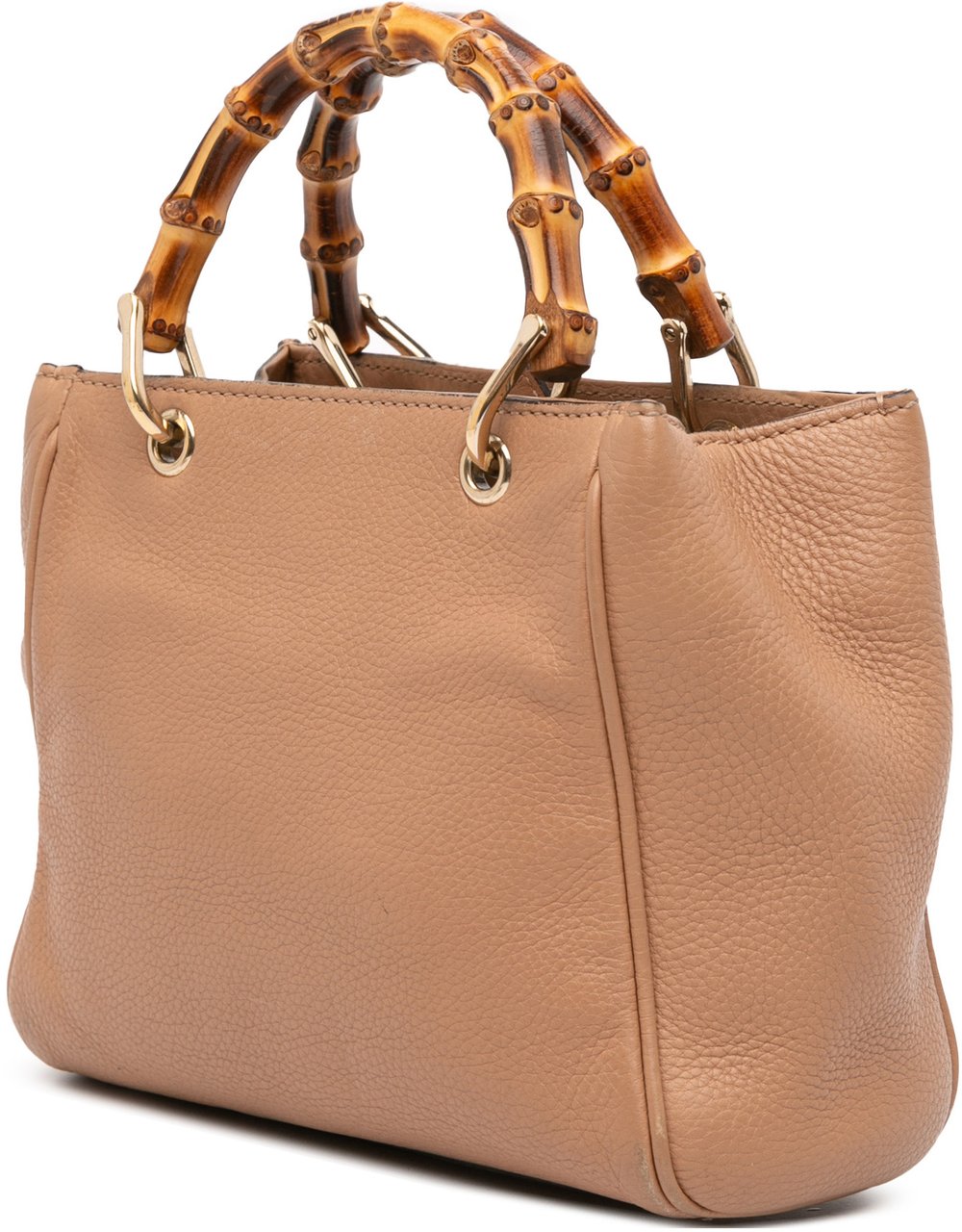 Gucci Mini Calfskin Bamboo Shopper Satchel Bruin