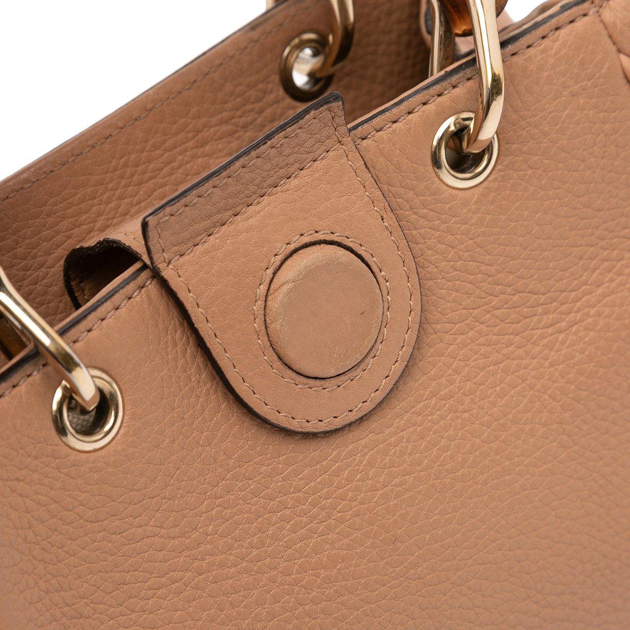 Gucci Mini Calfskin Bamboo Shopper Satchel Bruin