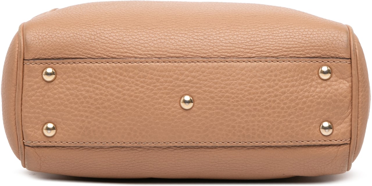 Gucci Mini Calfskin Bamboo Shopper Satchel Bruin