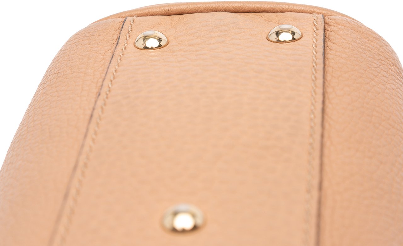 Gucci Mini Calfskin Bamboo Shopper Satchel Bruin