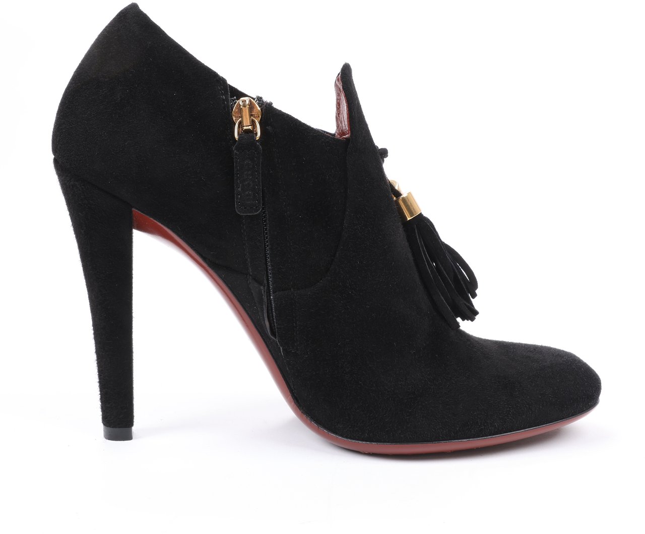 Gucci Gucci Black Suede Tasseled Ankle Boots - Size 37.5 EU 298169 Zwart