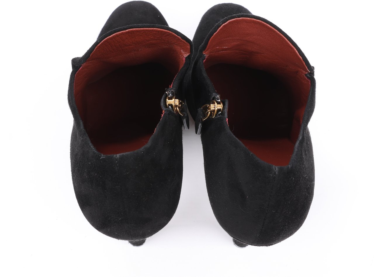 Gucci Gucci Black Suede Tasseled Ankle Boots - Size 37.5 EU 298169 Zwart