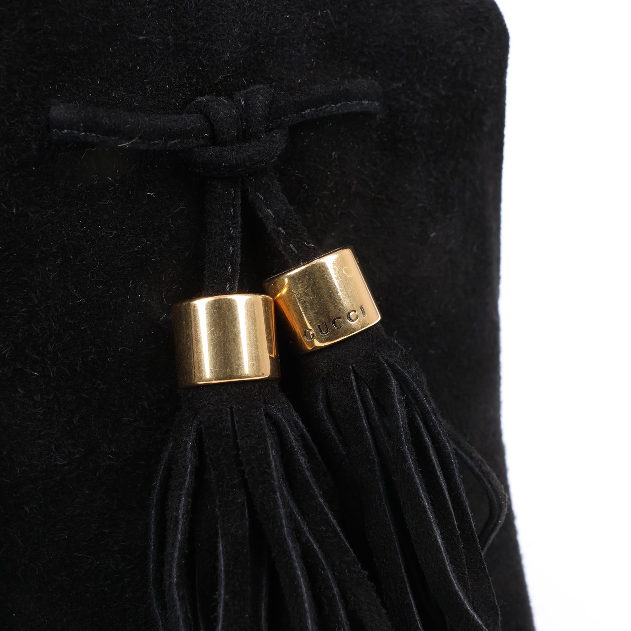 Gucci Gucci Black Suede Tasseled Ankle Boots - Size 37.5 EU 298169 Zwart