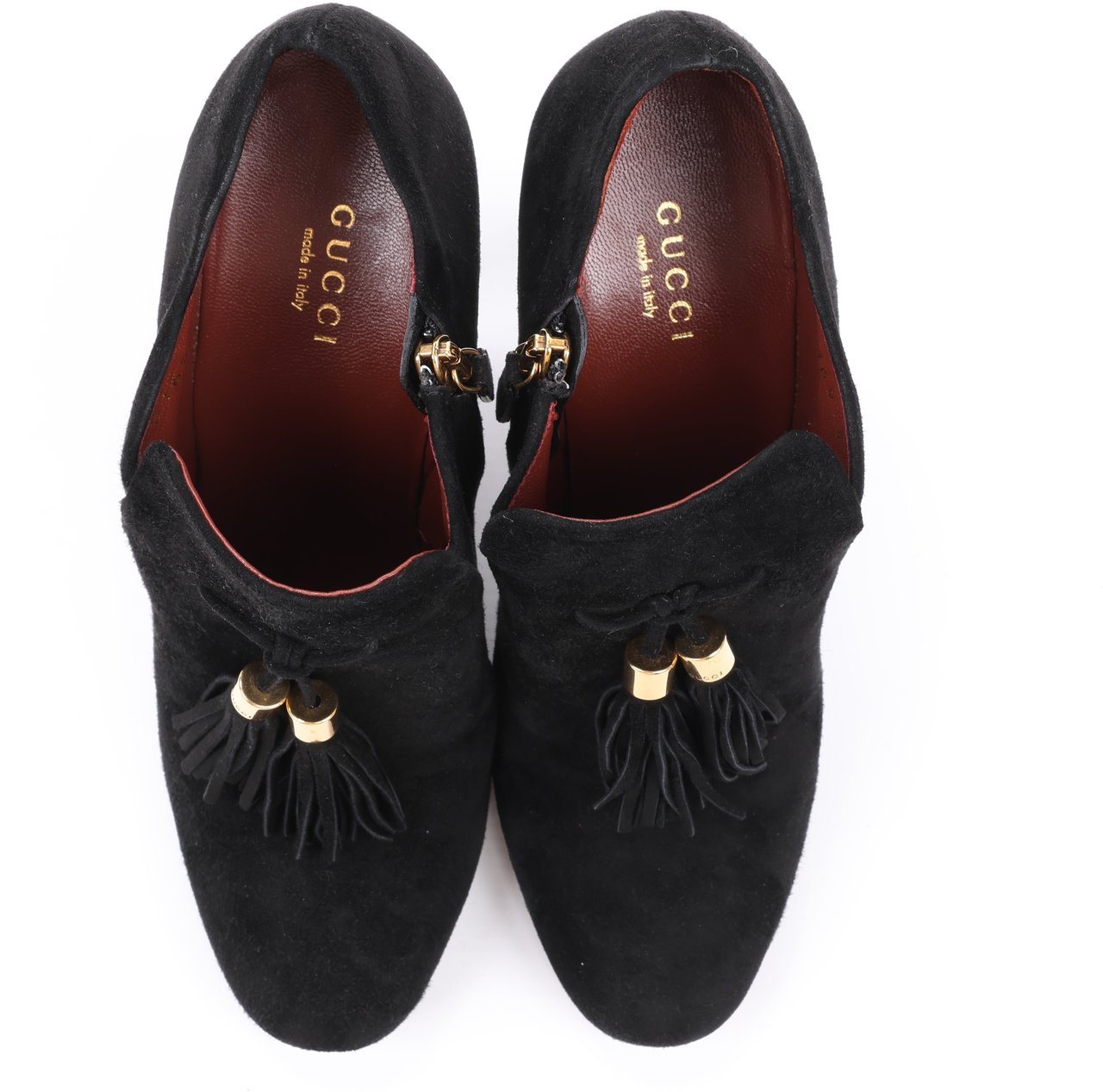 Gucci Gucci Black Suede Tasseled Ankle Boots - Size 37.5 EU 298169 Zwart