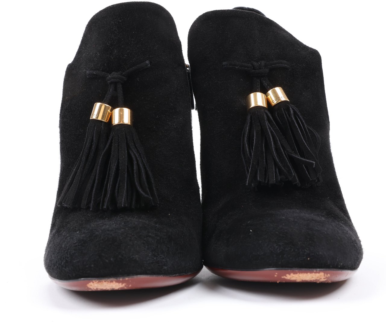 Gucci Gucci Black Suede Tasseled Ankle Boots - Size 37.5 EU 298169 Zwart