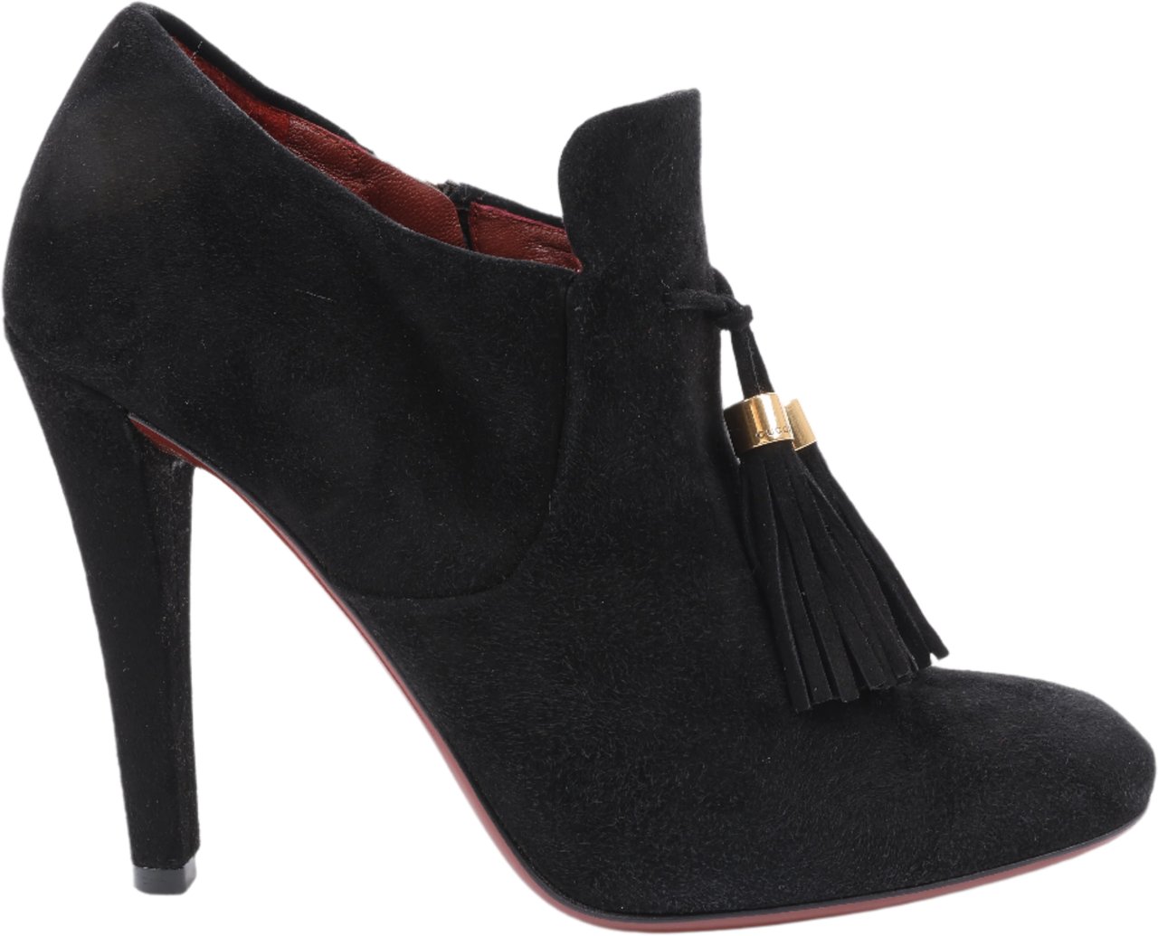 Gucci Gucci Black Suede Tasseled Ankle Boots - Size 37.5 EU 298169 Zwart