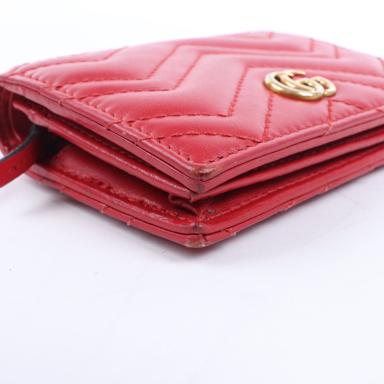 Gucci Gucci GG Marmont 466492 Leather Compact Wallet Red Rood
