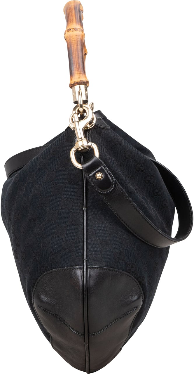 Gucci Gucci GG Monogram Bamboo Peggy Handbag Zwart