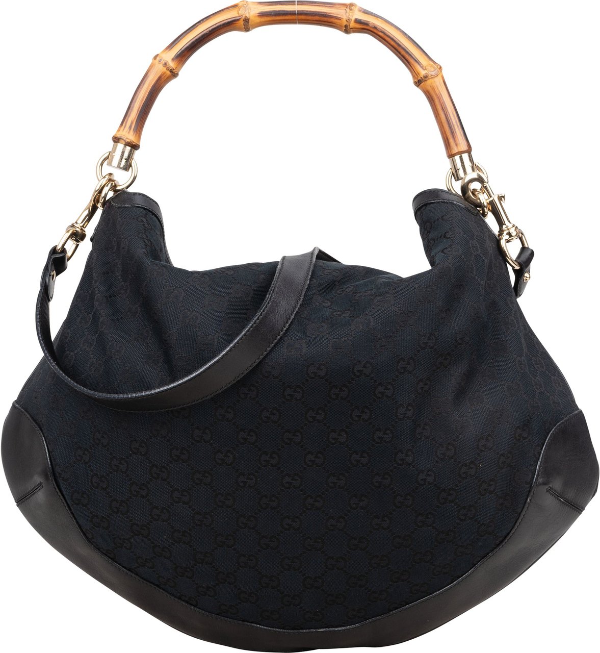 Gucci Gucci GG Monogram Bamboo Peggy Handbag Zwart