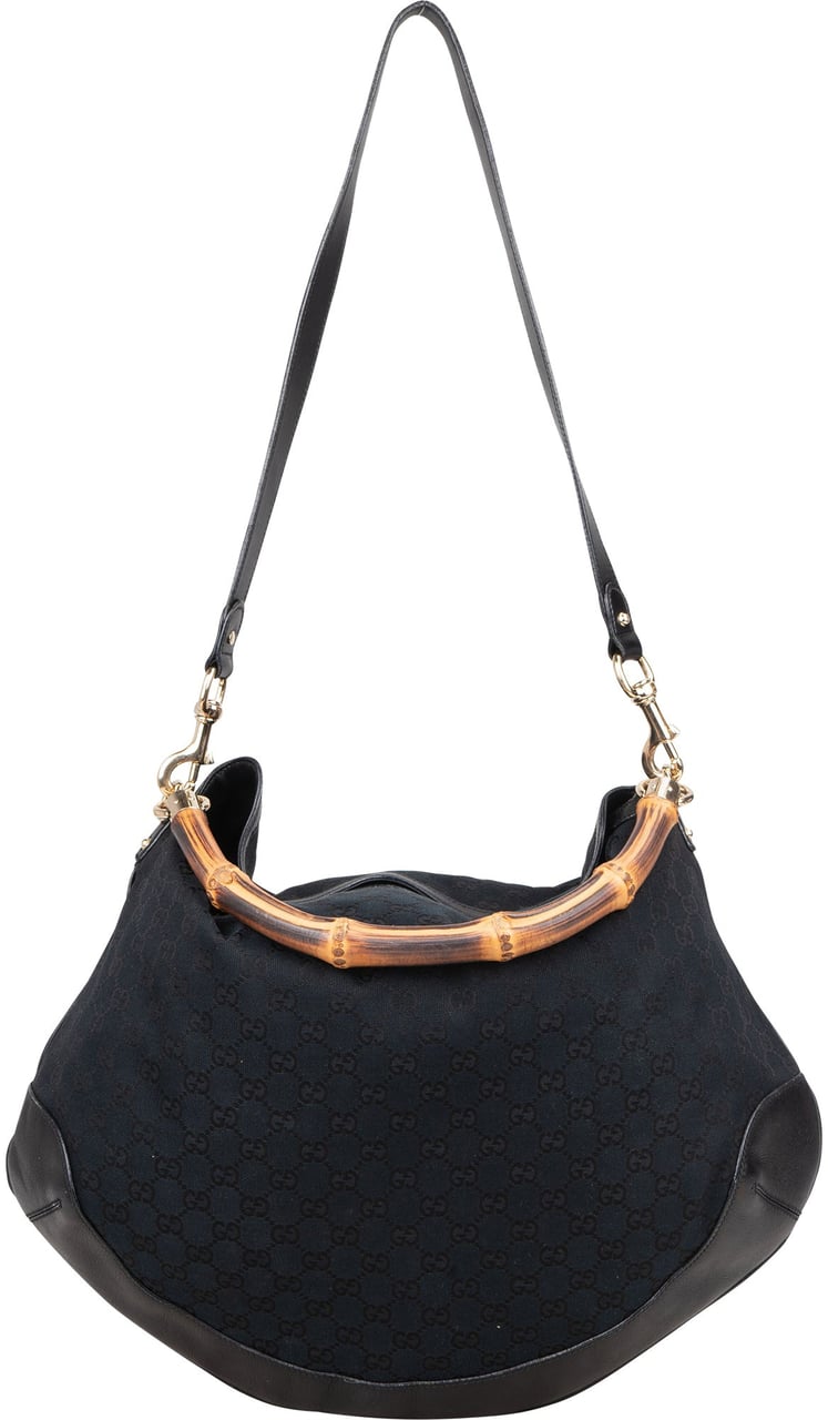 Gucci GG Monogram Bamboo Peggy Handbag Zwart