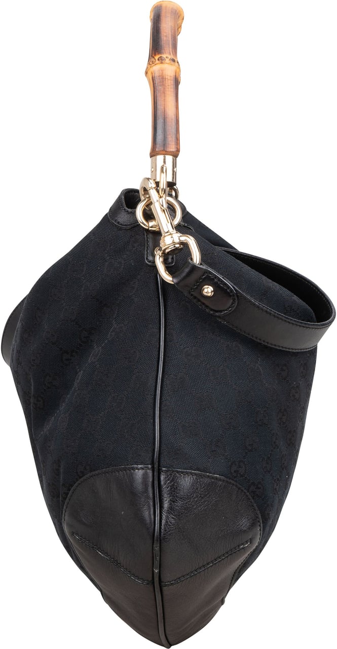 Gucci Gucci GG Monogram Bamboo Peggy Handbag Zwart