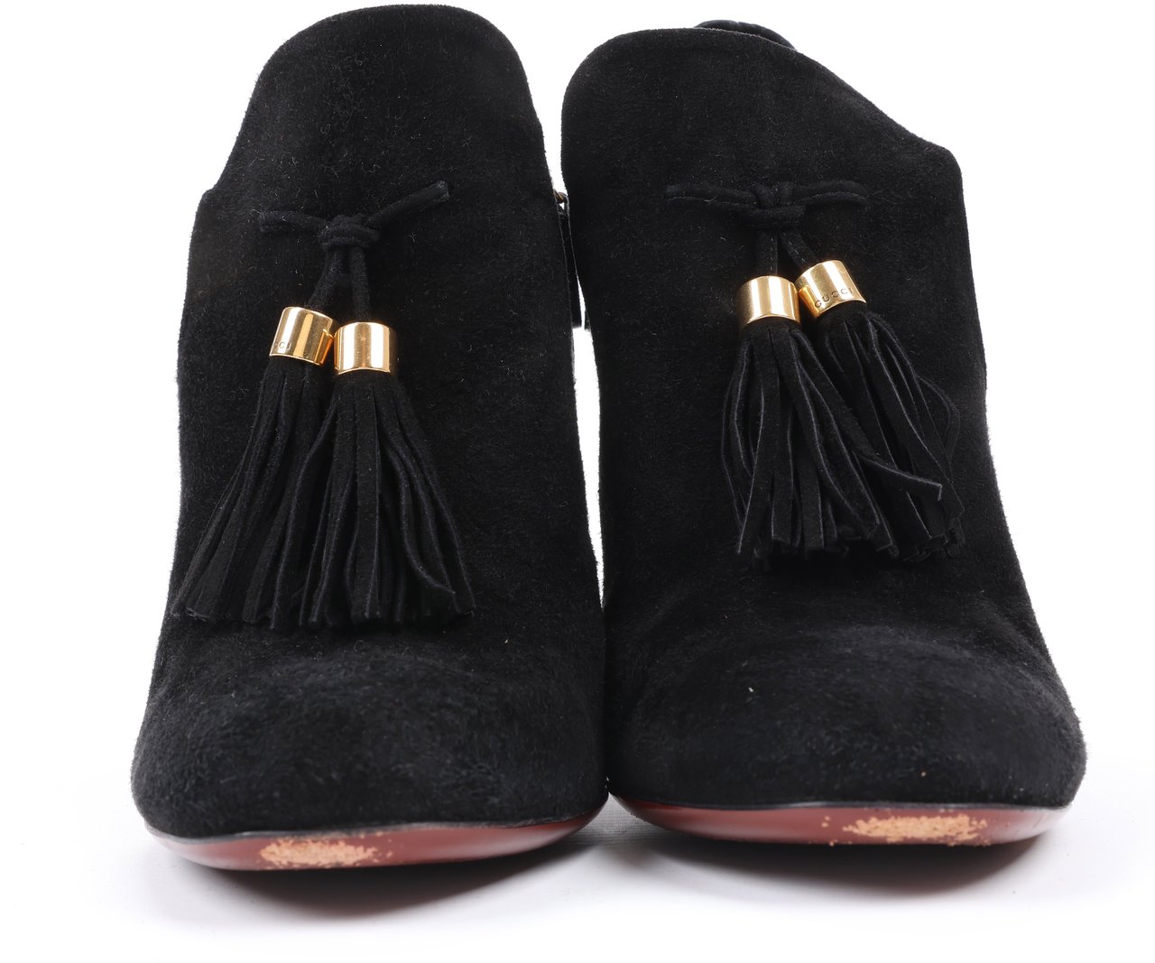 Gucci Gucci Black Suede Tasseled Ankle Boots - Size 37.5 EU 298169 Zwart