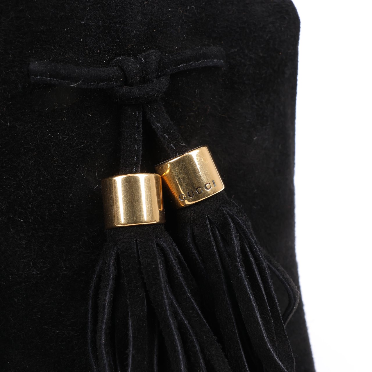 Gucci Gucci Black Suede Tasseled Ankle Boots - Size 37.5 EU 298169 Zwart