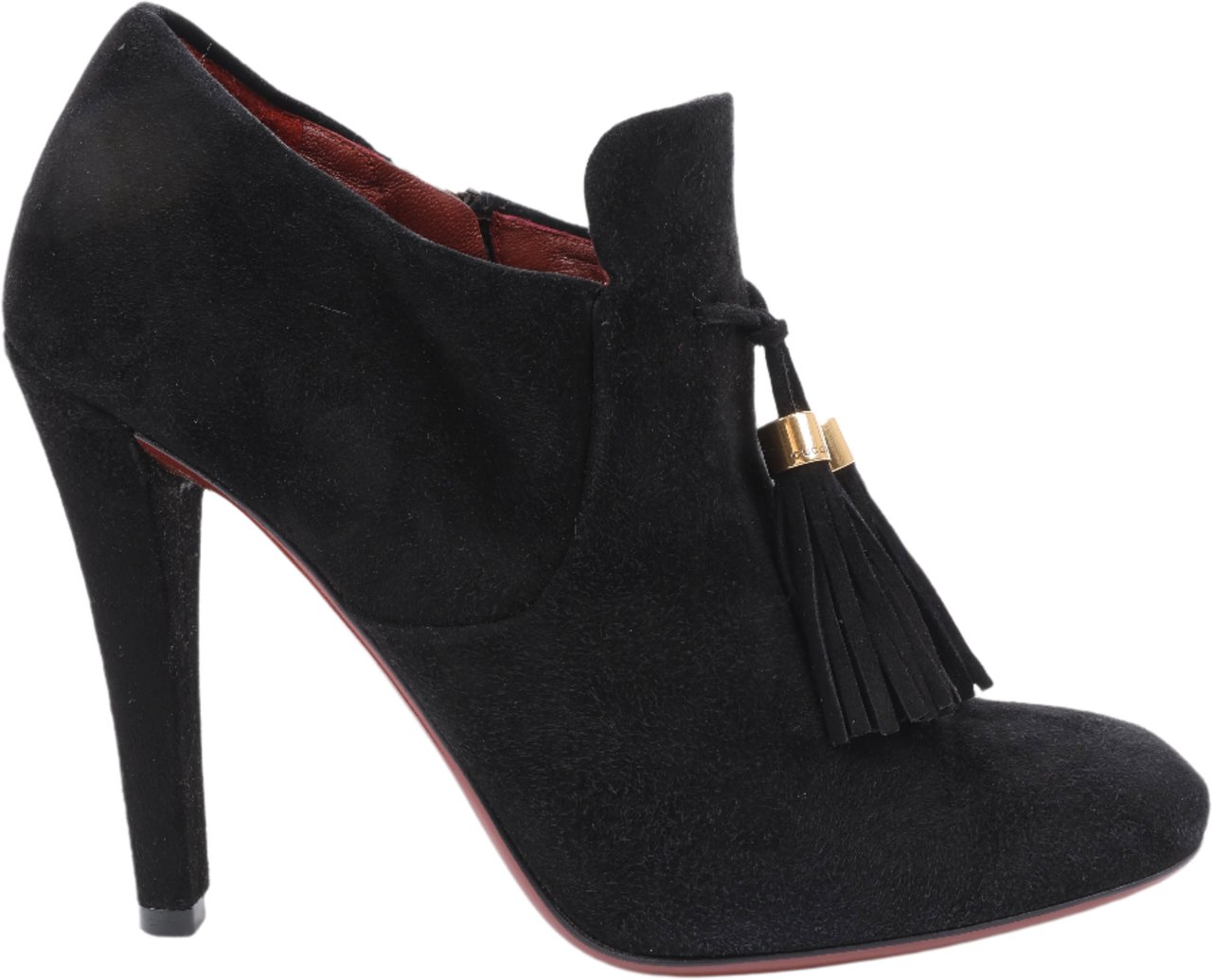 Gucci Gucci Black Suede Tasseled Ankle Boots - Size 37.5 EU 298169 Zwart