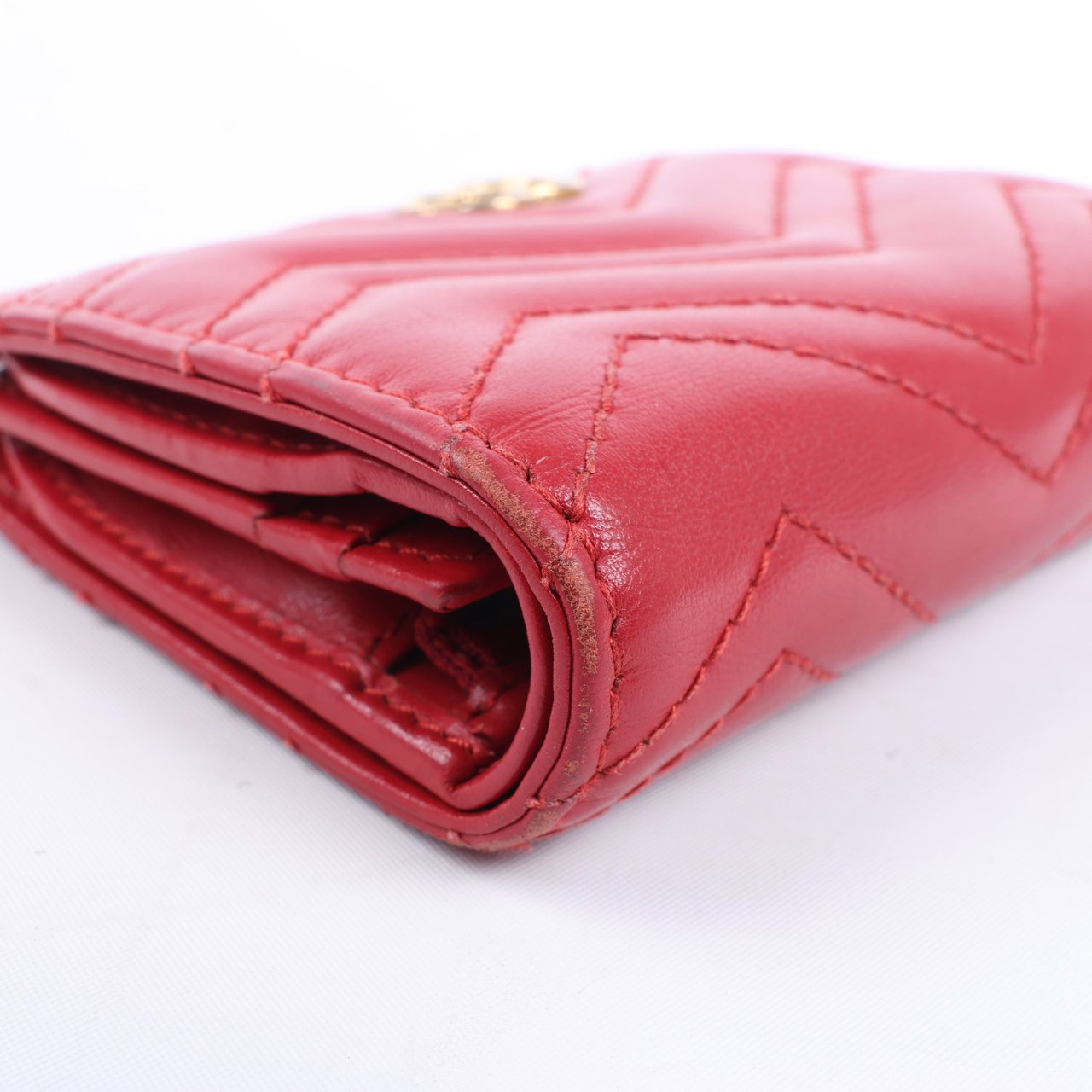 Gucci Gucci GG Marmont 466492 Leather Compact Wallet Red Rood