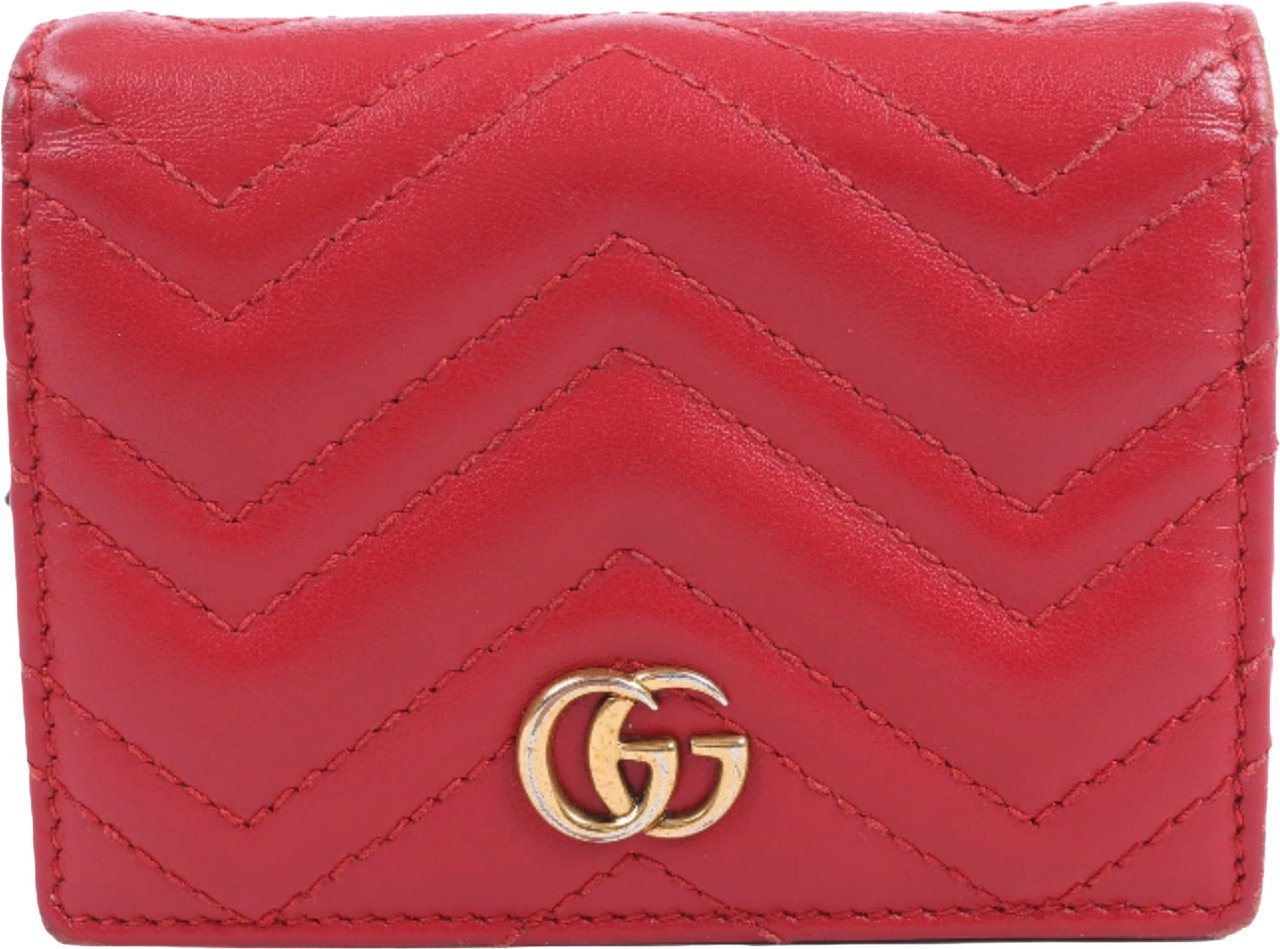 Gucci Gucci GG Marmont 466492 Leather Compact Wallet Red Rood