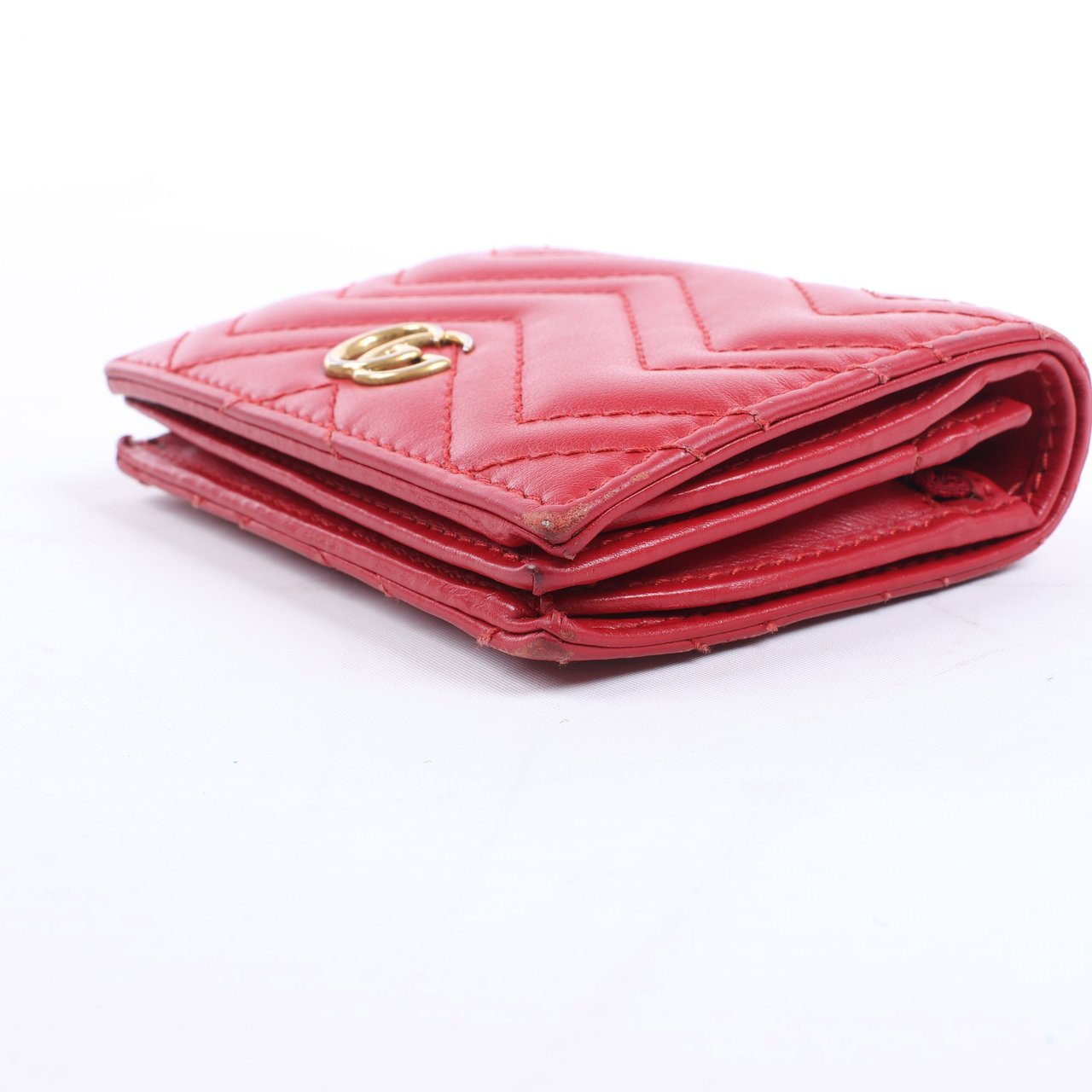 Gucci Gucci GG Marmont 466492 Leather Compact Wallet Red Rood
