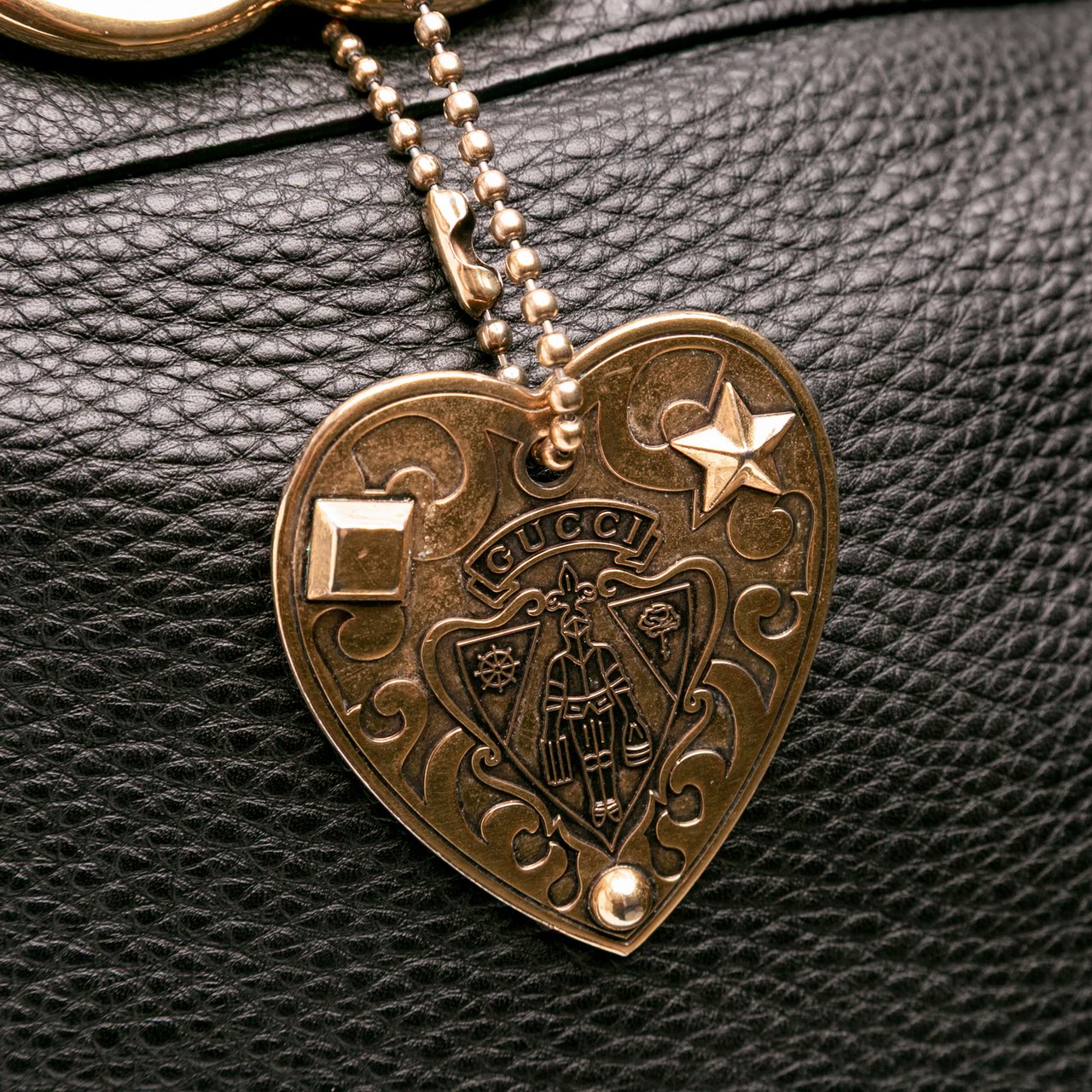 Gucci Large Leather Ride Shoulder Bag Zwart