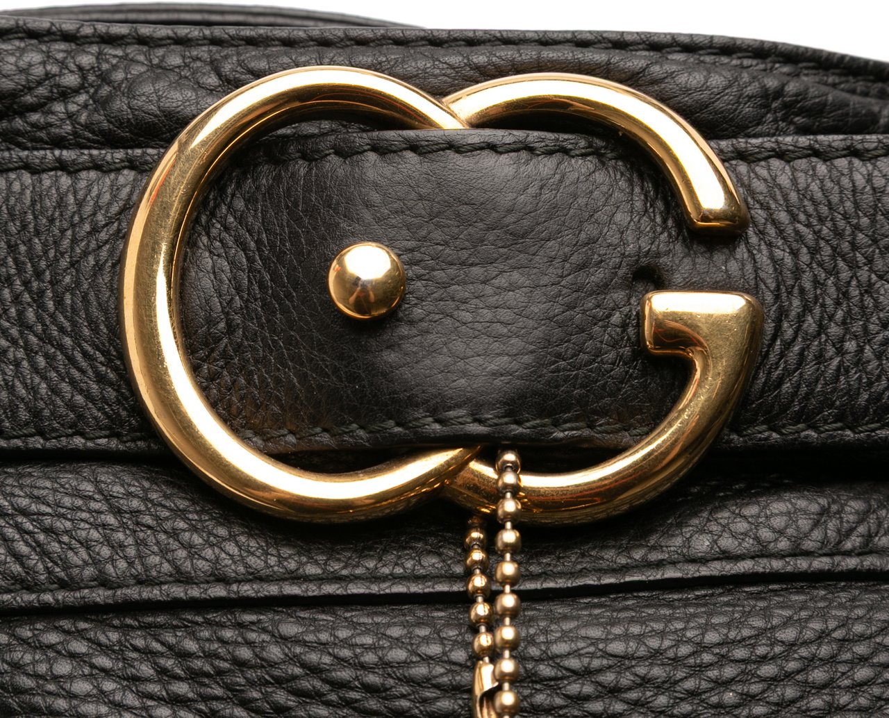 Gucci Large Leather Ride Shoulder Bag Zwart
