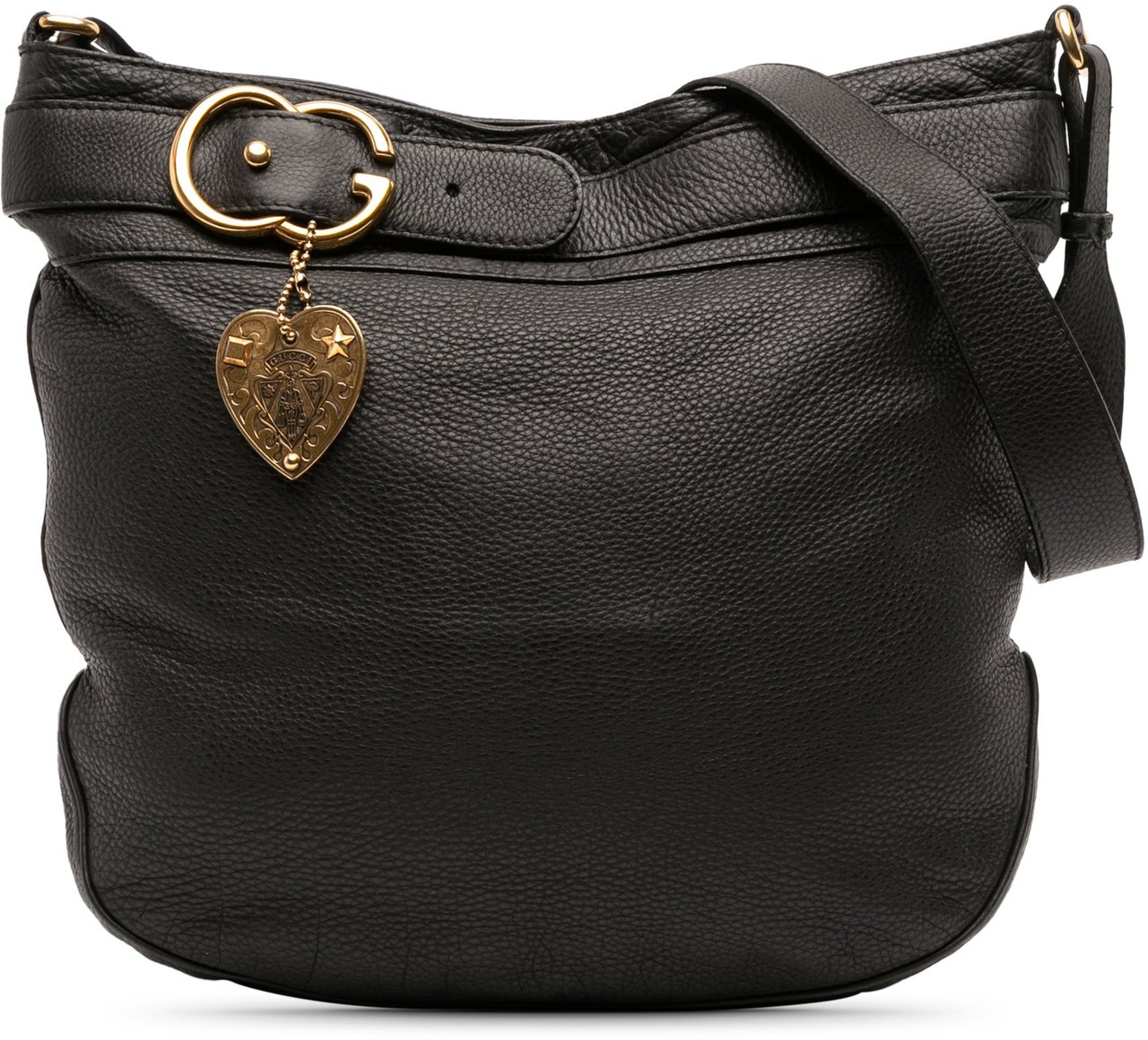 Gucci Large Leather Ride Shoulder Bag Zwart