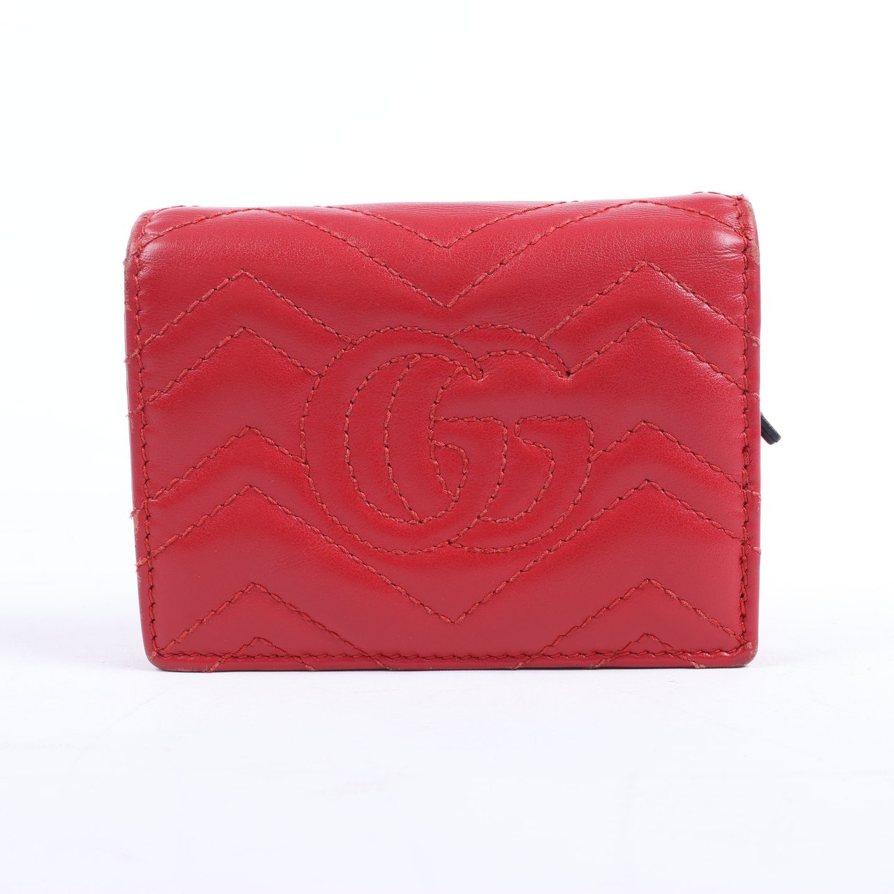 Gucci Gucci GG Marmont 466492 Leather Compact Wallet Red Rood