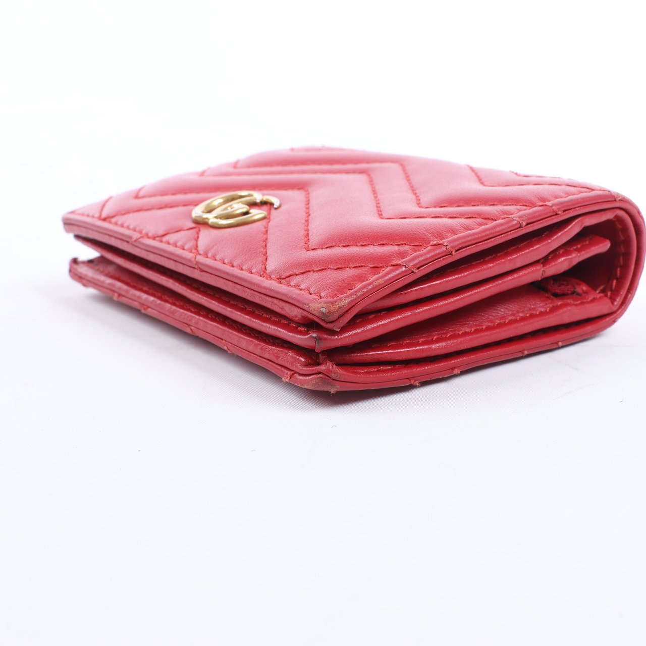 Gucci Gucci GG Marmont 466492 Leather Compact Wallet Red Rood