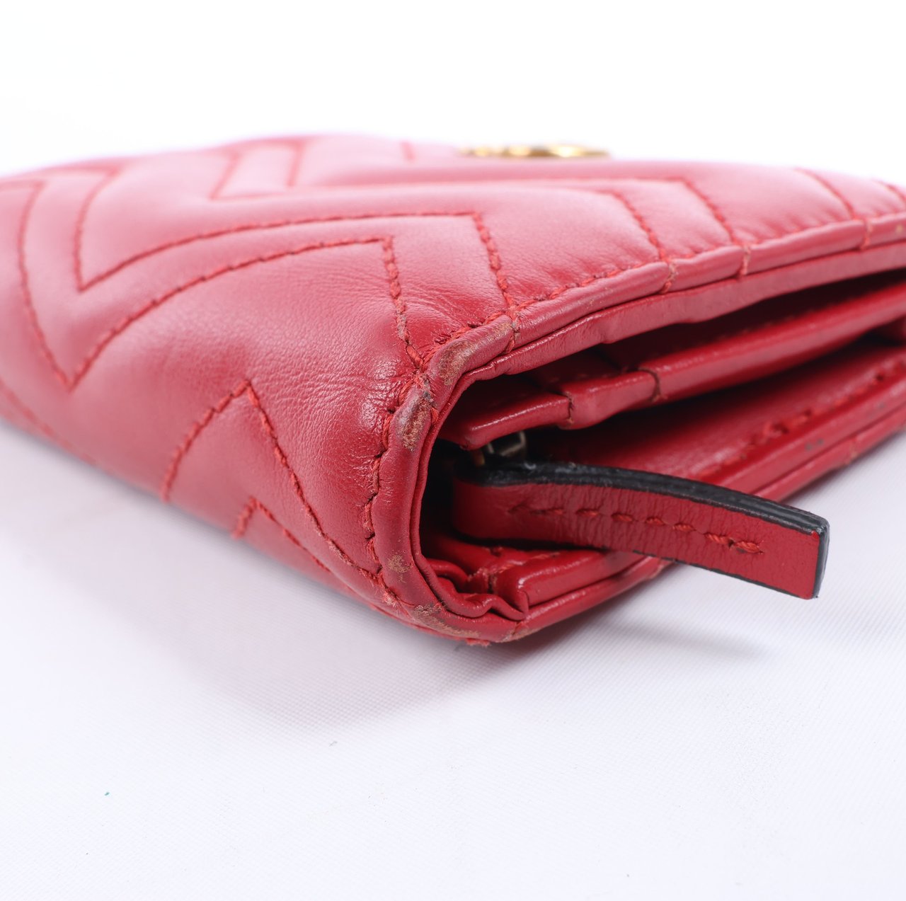 Gucci Gucci GG Marmont 466492 Leather Compact Wallet Red Rood