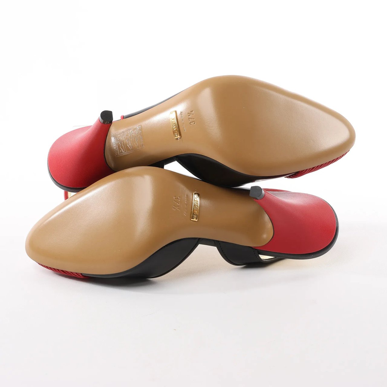 Gucci Gucci Slingback Leather Strap Pumps in Black x Red 740058, Size 37.5 EU Divers