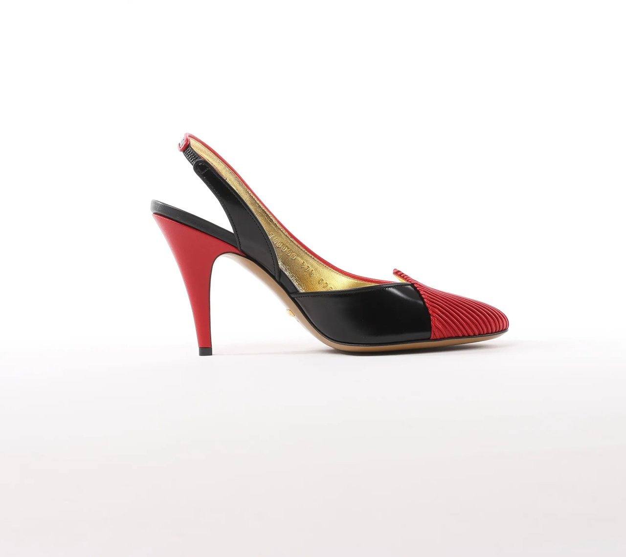 Gucci Gucci Slingback Leather Strap Pumps in Black x Red 740058, Size 37.5 EU Divers