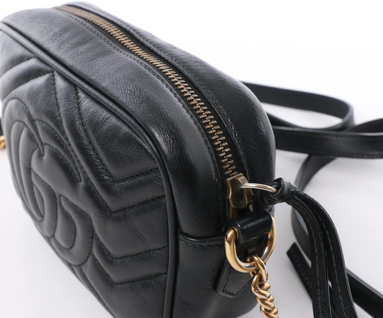 Gucci Gucci GG Marmont Leather Crossbody Bag in Black Zwart