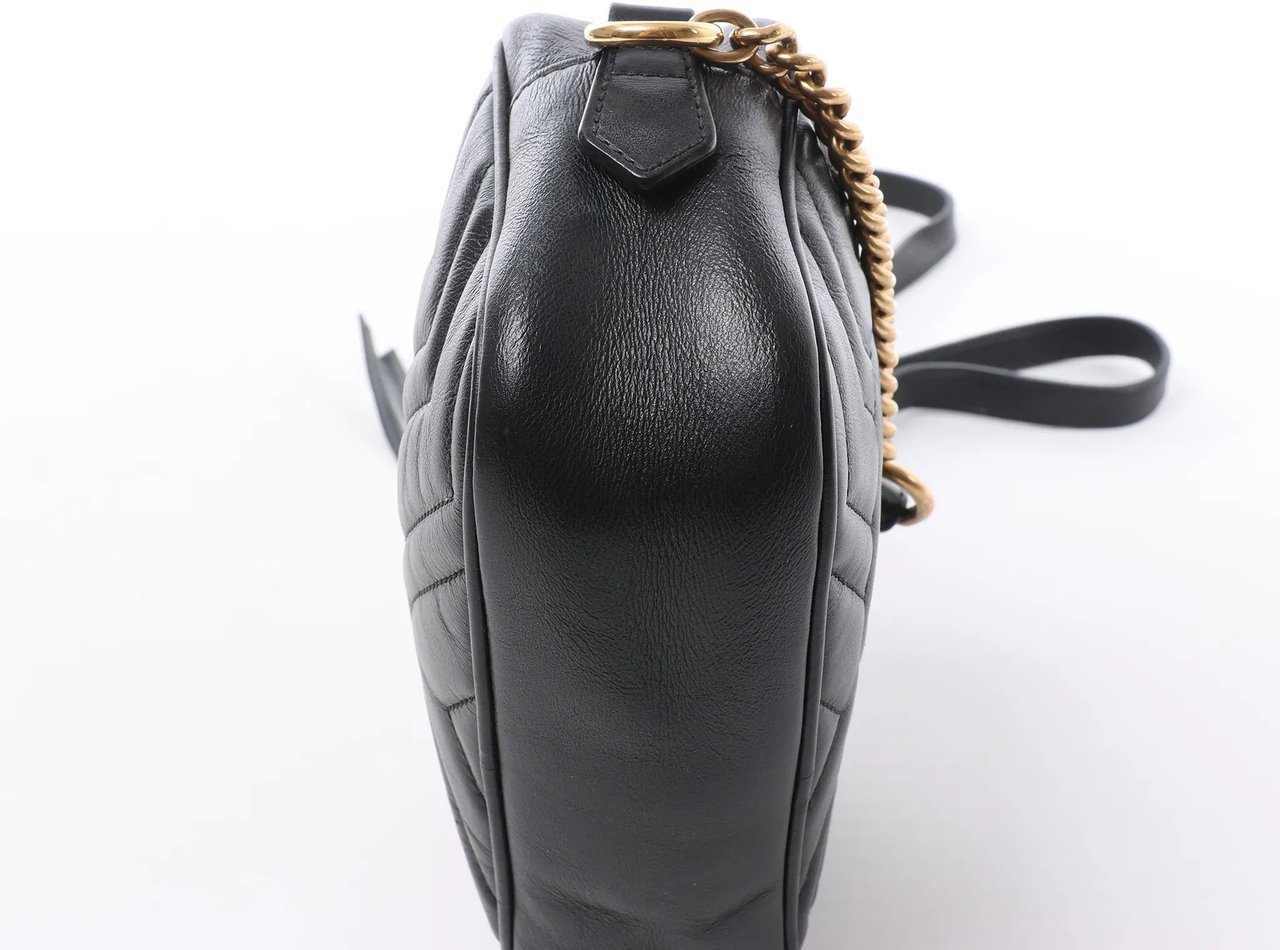 Gucci Gucci GG Marmont Leather Crossbody Bag in Black Zwart