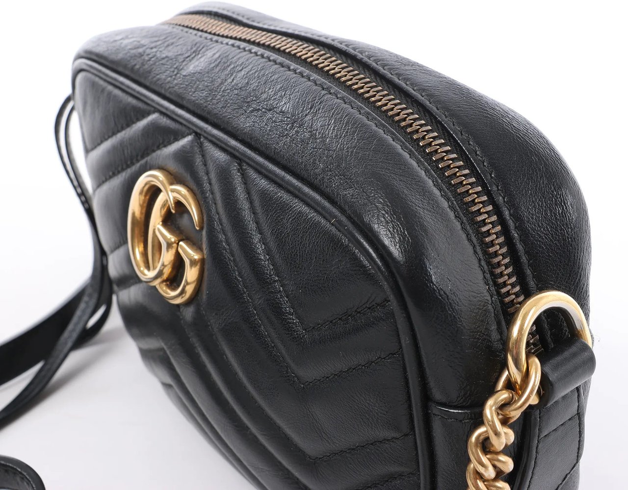 Gucci Gucci GG Marmont Leather Crossbody Bag in Black Zwart